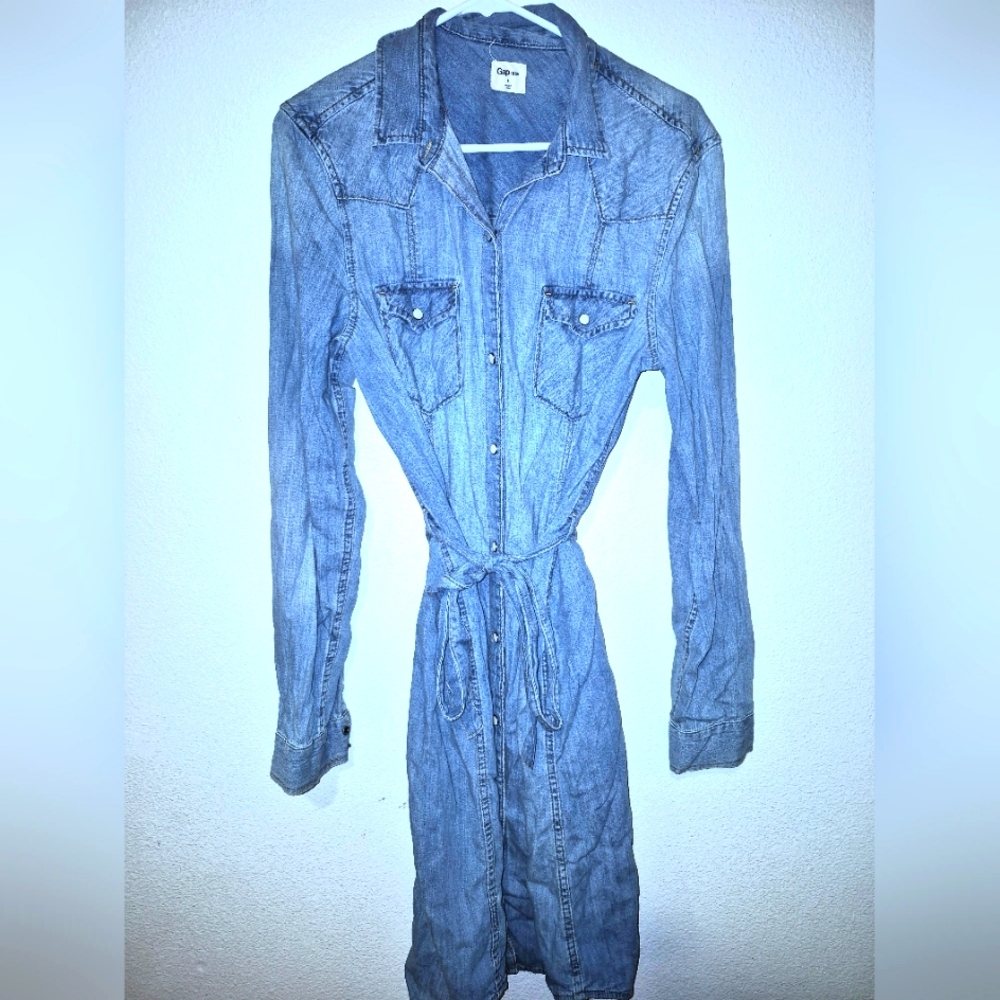 Gap denim Button Dress with tie